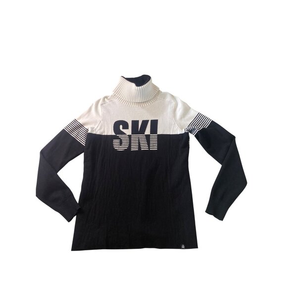 Krimson Klover Slopeside Turtleneck SKI Sweater W's M Black White Apres - Picture 4 of 16